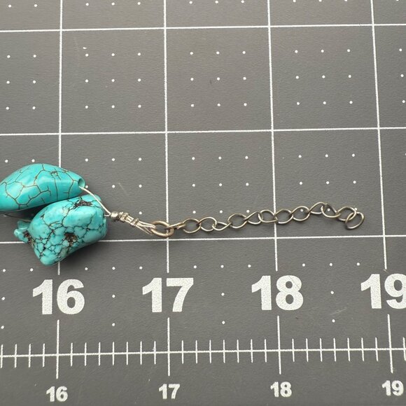 Chunky Turquoise Dyed Howlite Necklace With Sterling Silver Clasp Adjustable Cha - Picture 6 of 9